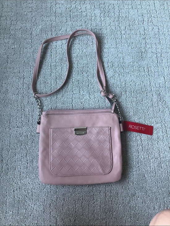 Rosetti Handbags - Rosetti Blush Pink Woven-Front Crossbody Bag